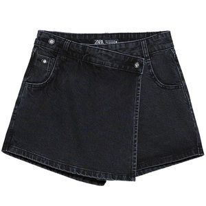 Zara black denim skort-